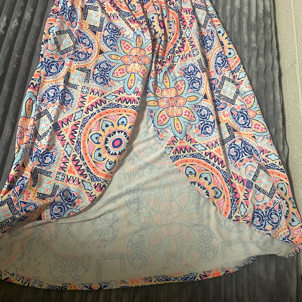 Vibrant Blue and Pink Patterned Skort